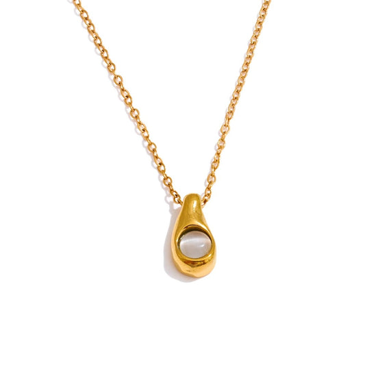 Cat eye stone drop pendant necklace - product image