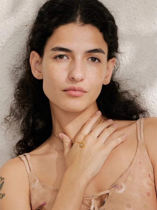 Cat eye stone drop pendant necklace - product image