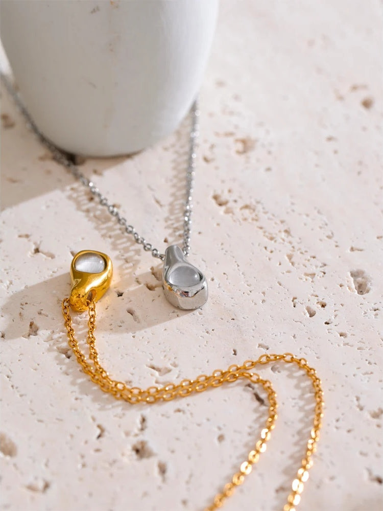 Cat eye stone drop pendant necklace - product image