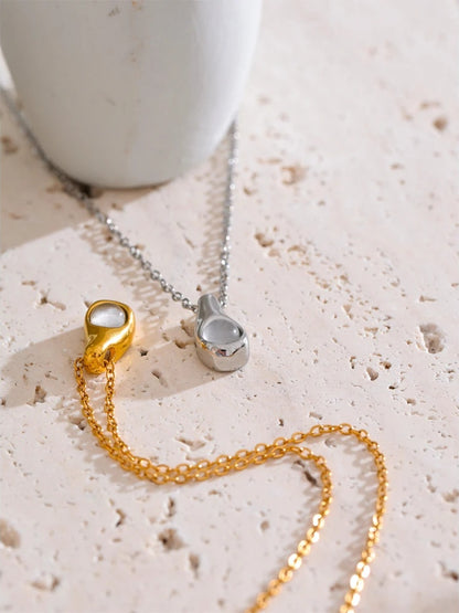Cat eye stone drop pendant necklace - product image