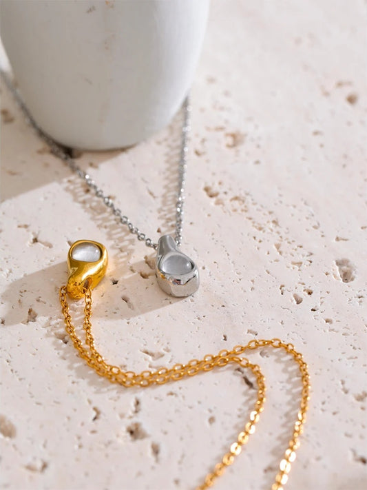 Cat eye stone drop pendant necklace - product image