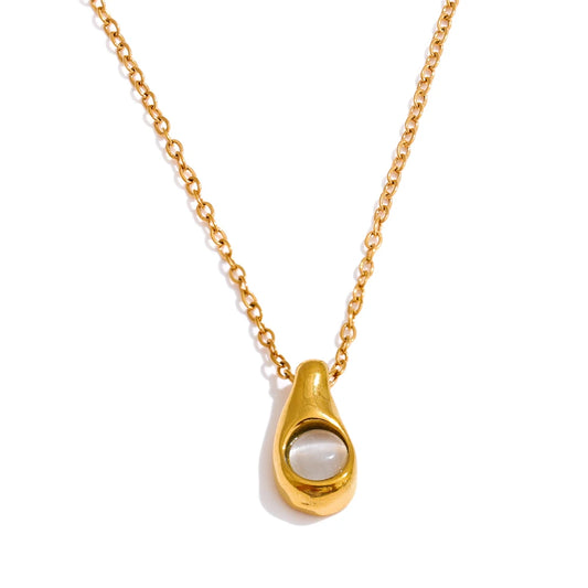 Cat eye stone drop pendant necklace - product image