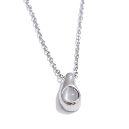 Cat eye stone drop pendant necklace - product image