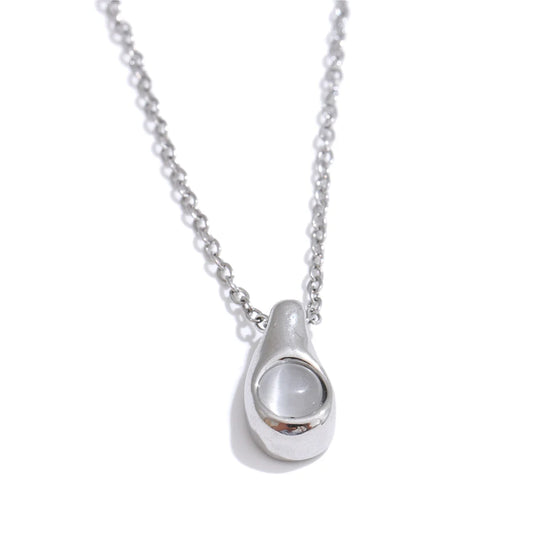 Cat eye stone drop pendant necklace - product image