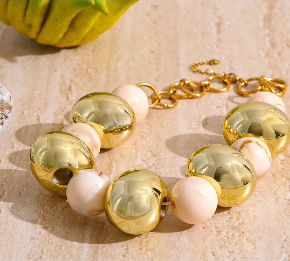 Ccb oval beads resin chain chunky necklace - product image