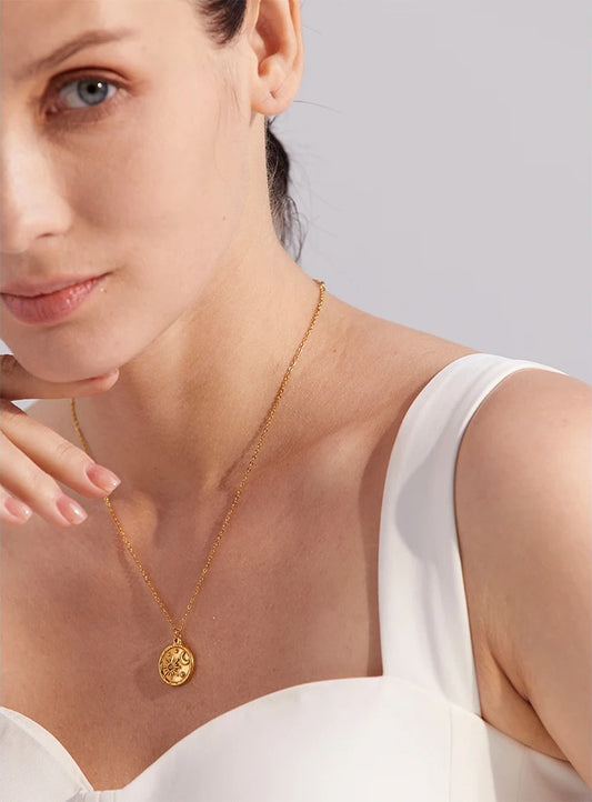 Celestial moon sun round pendant necklace - product image