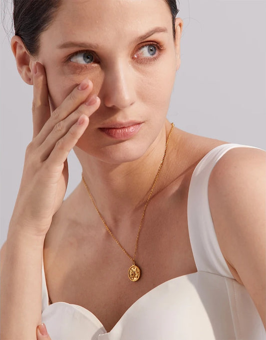 Celestial moon sun round pendant necklace - product image