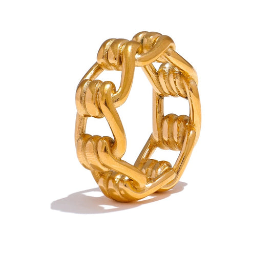 Chain hollow minimalist statement fashion ring - product image
