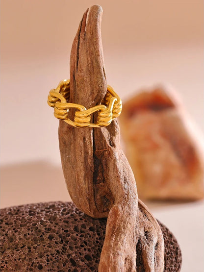 Chain hollow minimalist statement fashion ring - product image