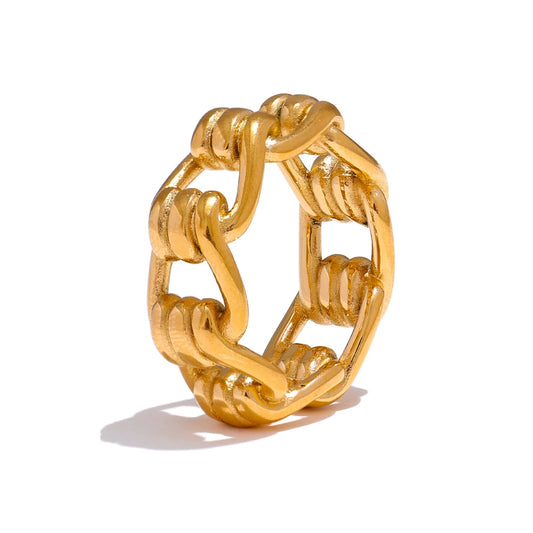 Chain hollow minimalist statement fashion ring - product image