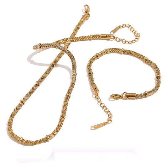 Chain jewelry statement golden necklace bracelet set - product image