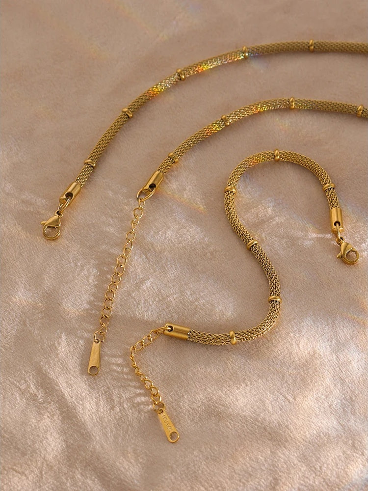 Chain jewelry statement golden necklace bracelet set - product image