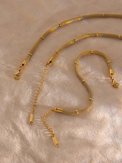 Chain jewelry statement golden necklace bracelet set - product image