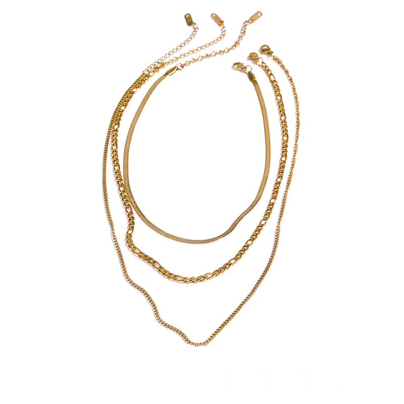Chain layered separated link collar necklace set - product image