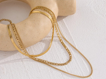Chain layered separated link collar necklace set - product image