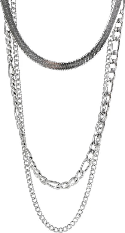 Chain layered separated link collar necklace set - product image