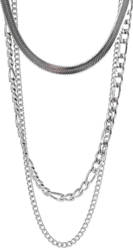 Chain layered separated link collar necklace set - product image