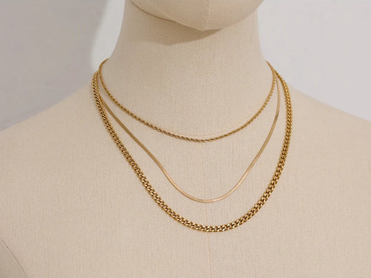 Chain layered separated link collar necklace set - product image