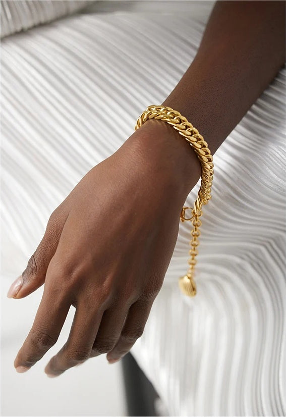 Chain link freshwater pearl beach bracelet - product image
