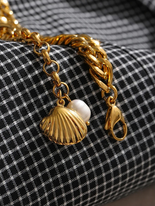 Chain link freshwater pearl beach bracelet - product image