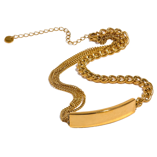 Chain square pendant necklace bracelet set - product image