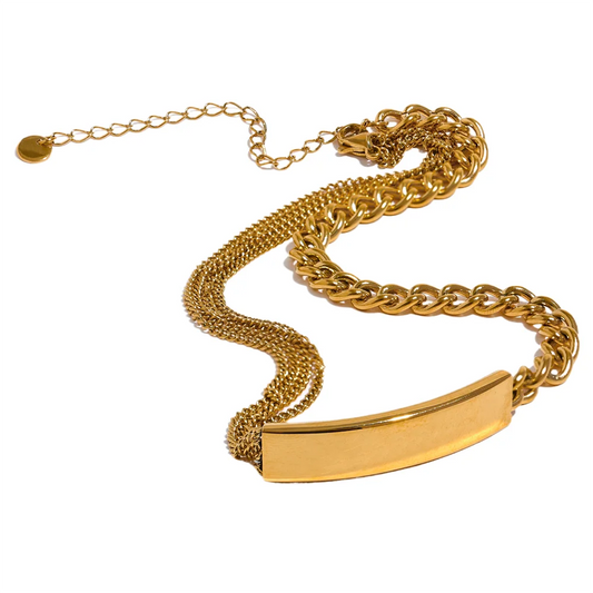 Chain square pendant necklace bracelet set - product image