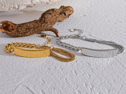 Chain square pendant necklace bracelet set - product image