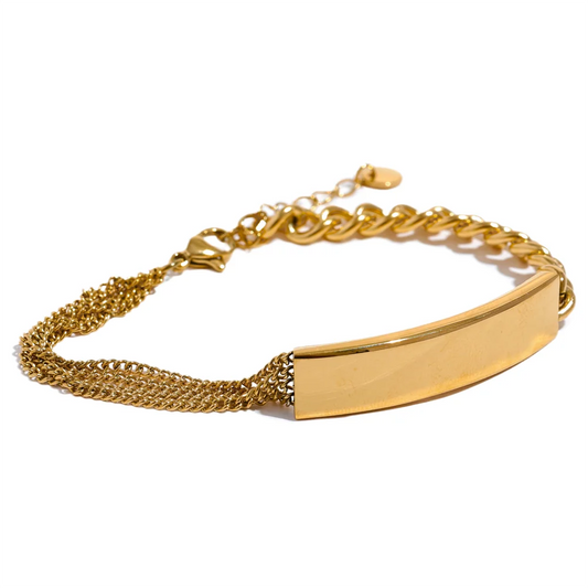 Chain square pendant necklace bracelet set - product image