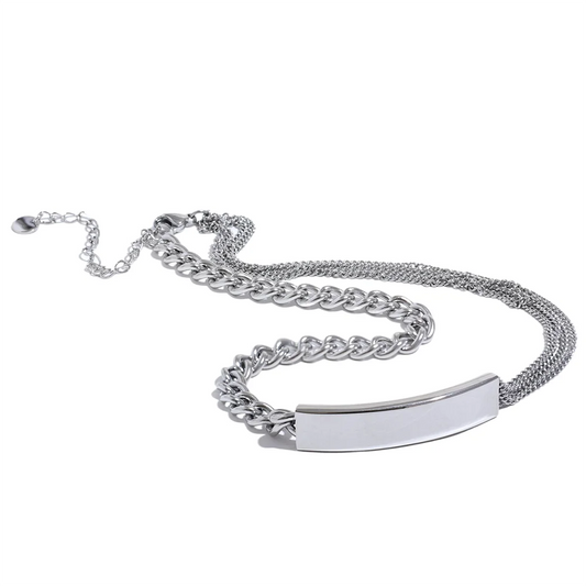 Chain square pendant necklace bracelet set - product image