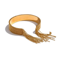Chain Tassel Cuff Bangle Bracelet Gold Color Women