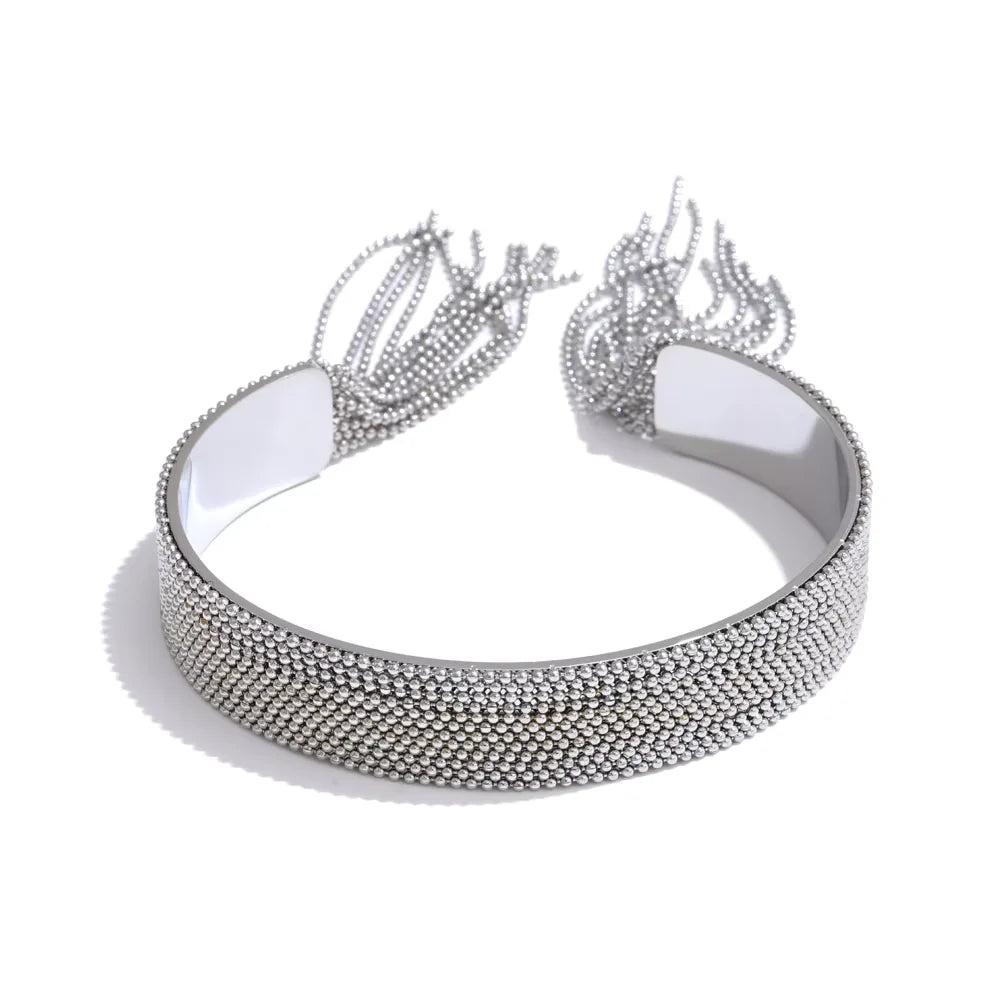 Chain tassel cuff bangle bracelet gold color women - product image