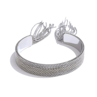 Chain tassel cuff bangle bracelet gold color women - product image