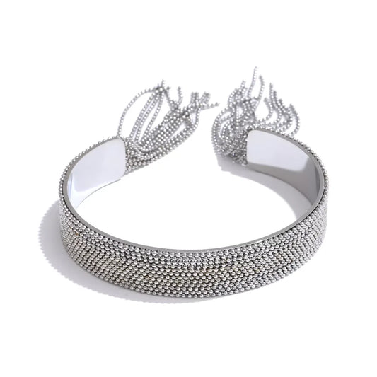 Chain tassel cuff bangle bracelet gold color women - product image