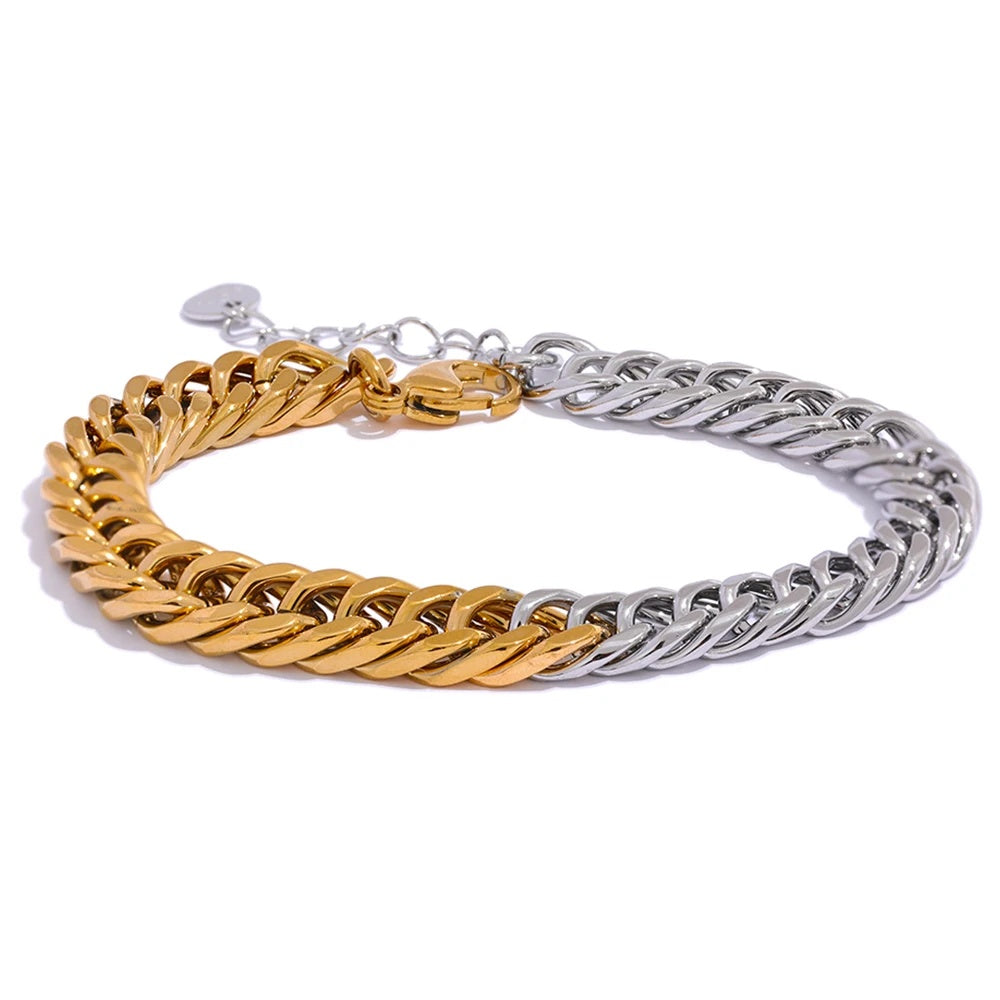 Chain texture charm bangle bracelet unisex - product image