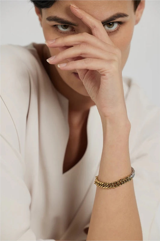 Chain texture charm bangle bracelet unisex - product image