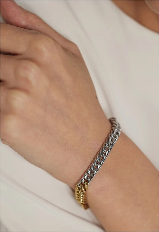 Chain texture charm bangle bracelet unisex - product image