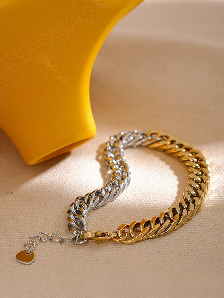 Chain texture charm bangle bracelet unisex - product image