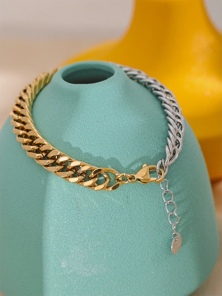 Chain texture charm bangle bracelet unisex - product image