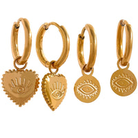 Charm Eye Heart Drop Tarnish Free Dangle Earrings