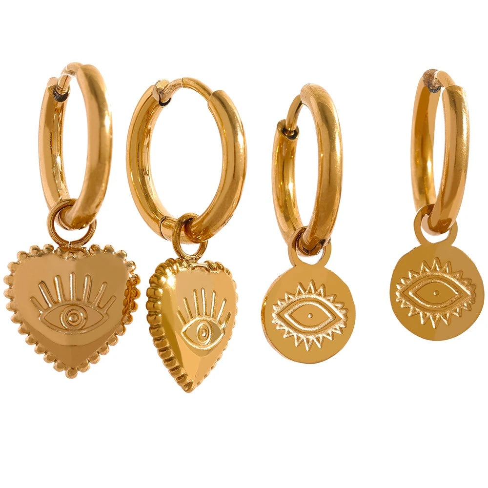 Charm eye heart drop tarnish free dangle earrings - product image