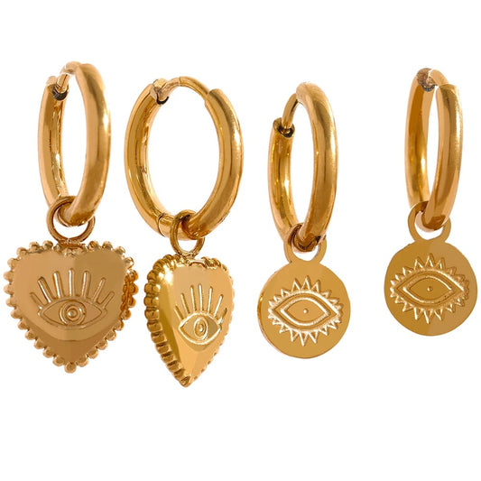 Charm eye heart drop tarnish free dangle earrings - product image