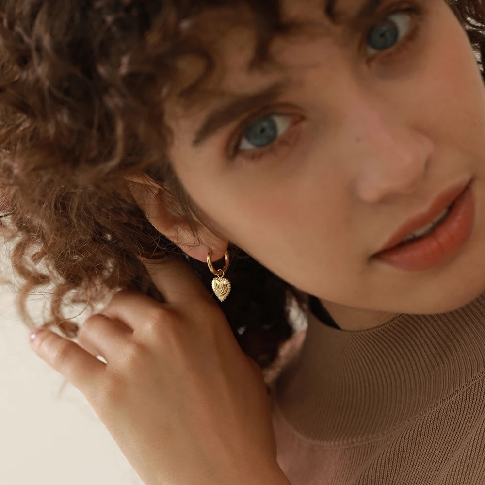 Charm eye heart drop tarnish free dangle earrings - product image
