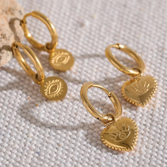 Charm eye heart drop tarnish free dangle earrings - product image