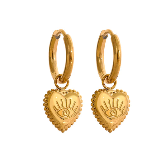 Charm eye heart drop tarnish free dangle earrings - product image