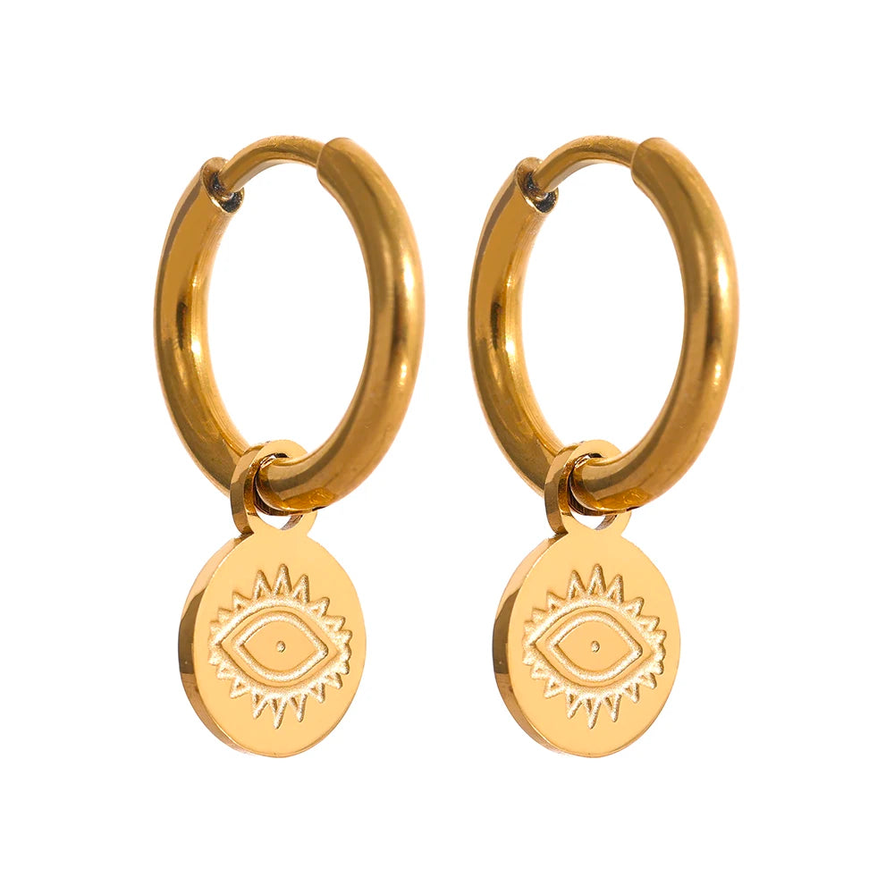 Charm eye heart drop tarnish free dangle earrings - product image