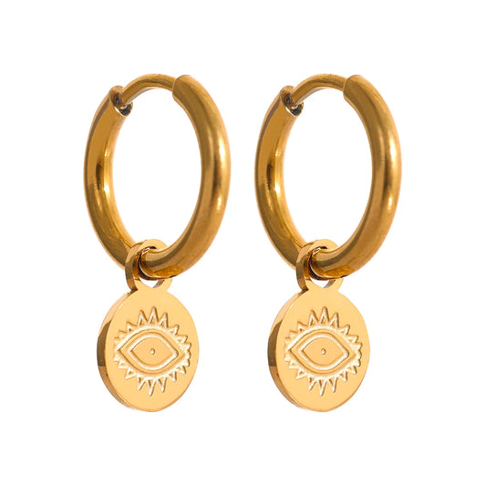 Charm eye heart drop tarnish free dangle earrings - product image