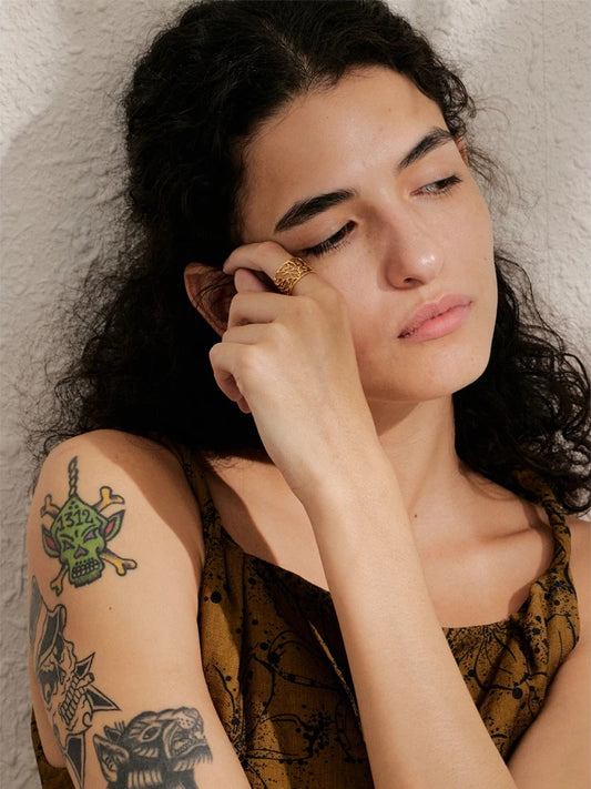 Charm leaf open cuff finger ring - product image