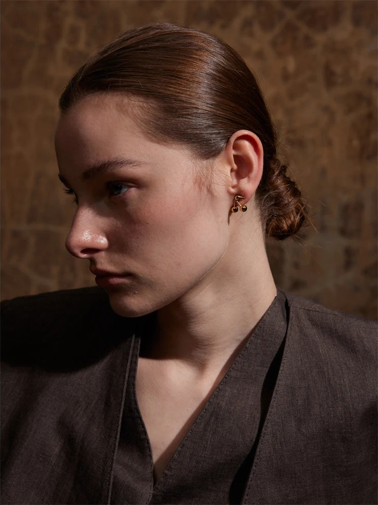 Cherry minimalist stud earrings water resistant - product image