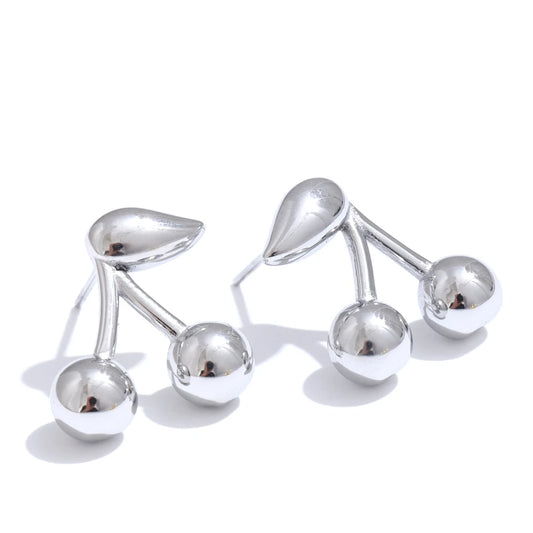 Cherry minimalist stud earrings water resistant - product image