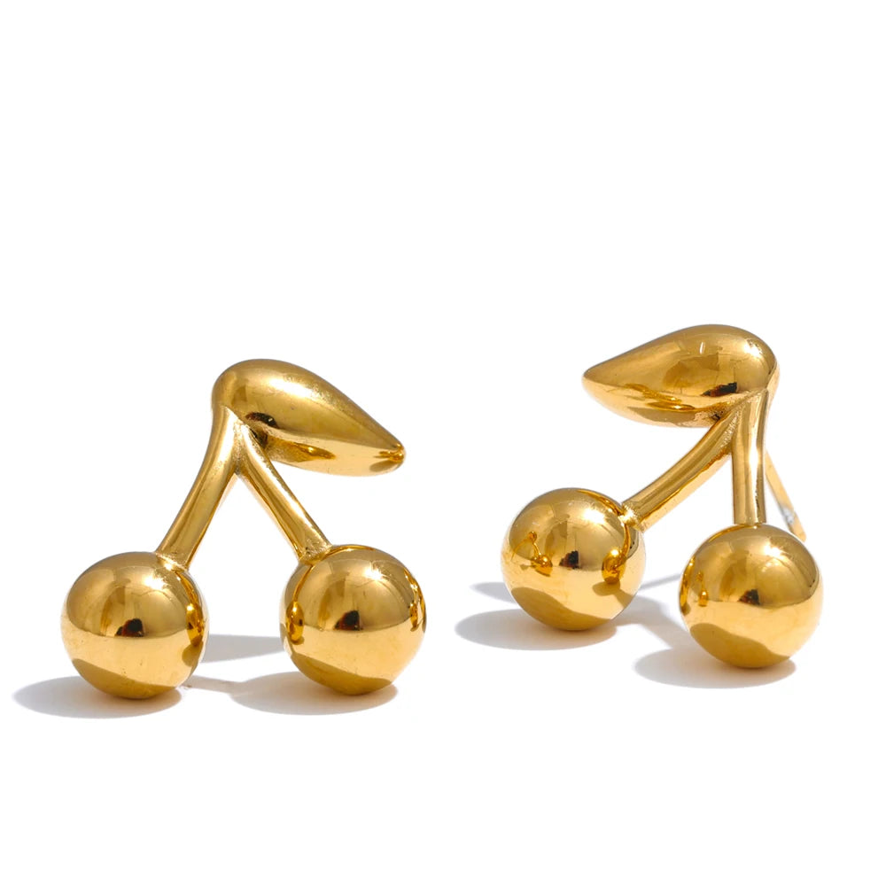 Cherry minimalist stud earrings water resistant - product image